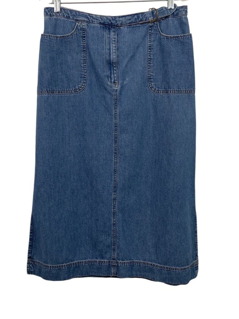 Crazy Horse Liz Claiborne Petite Denim Skirt 14P Belt/Side Slits